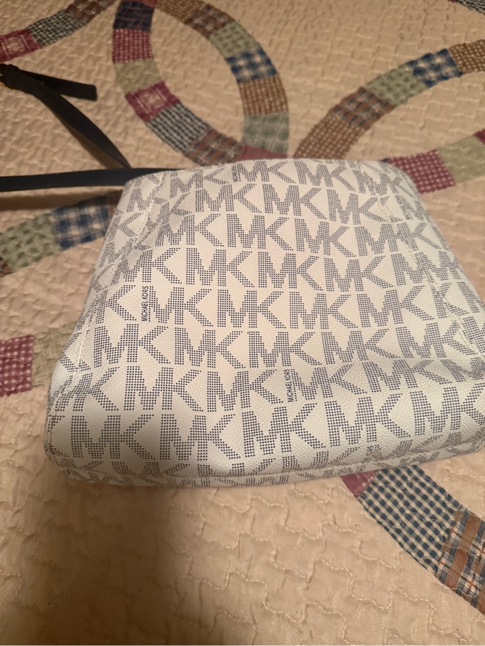 Michael Kors Cream and Gold Monogram Shoulder Bag